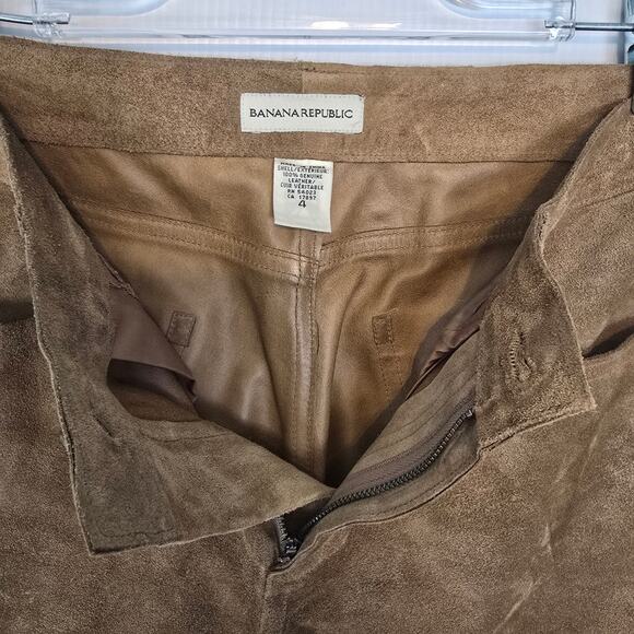 Banana Republic Tan Suede Leather Pants Mid Rise Straight Leg Y2K Size 4 SEE - Picture 5 of 10
